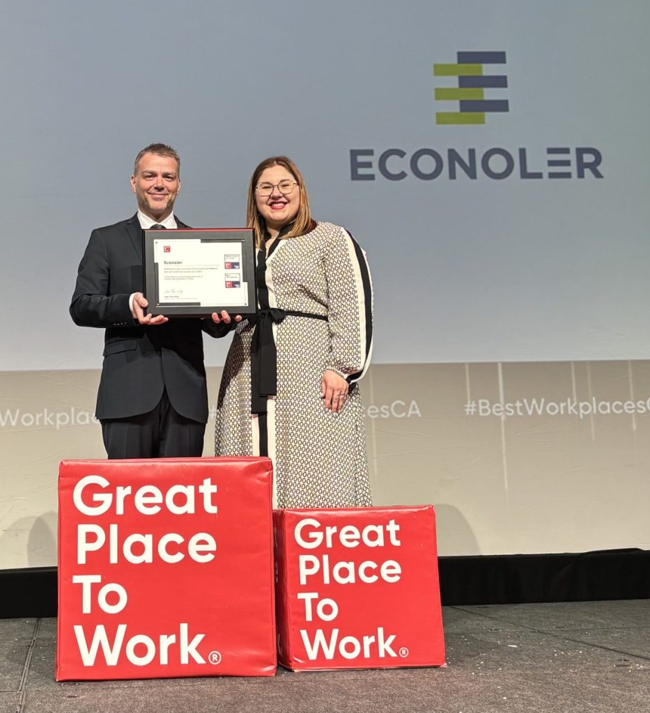 Jean-François Montreuil et Charline Laroche représentent Econoler, un des Meilleurs lieux de travail au Canada